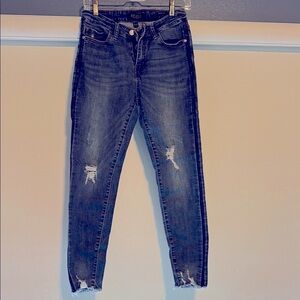 Judy Blue Women's Blue Distressed Jeans. Inseam is 27 inches
